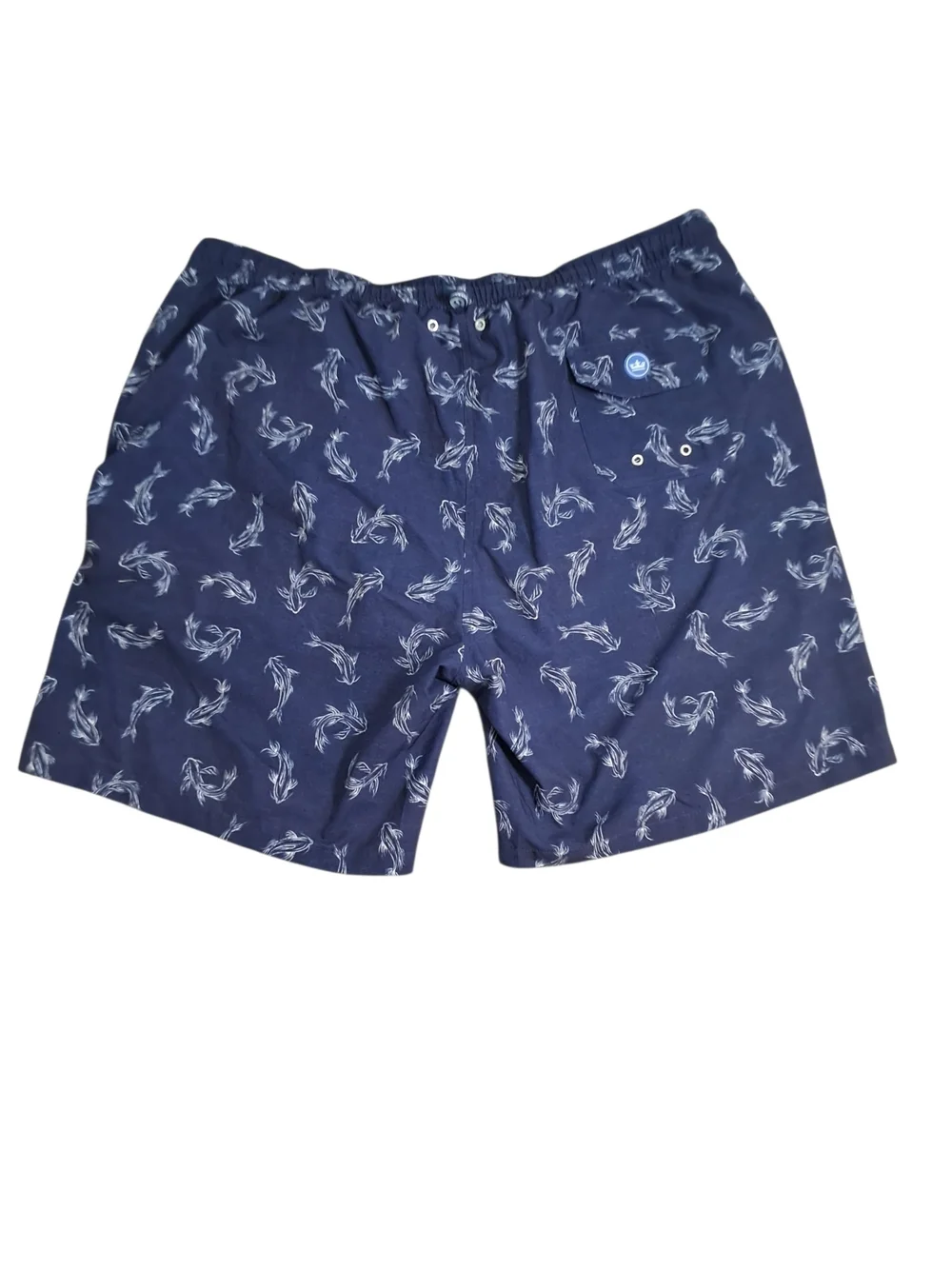 Peter Millar Navy Swim Trunks with Light Shark Print